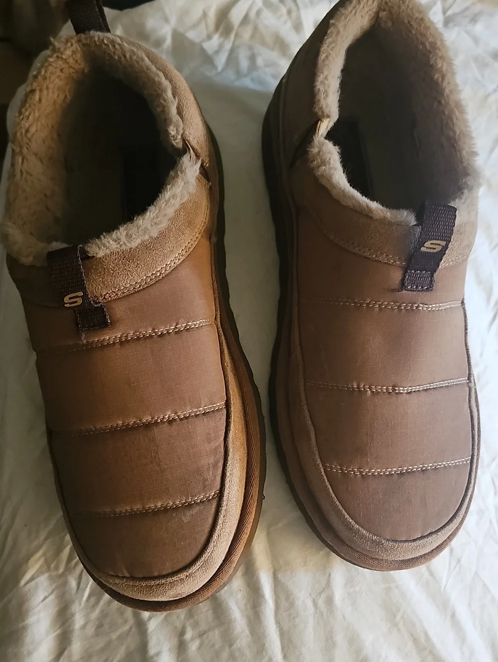 Skechers Men’s Tan Brown Slip-On Insulated Loafers